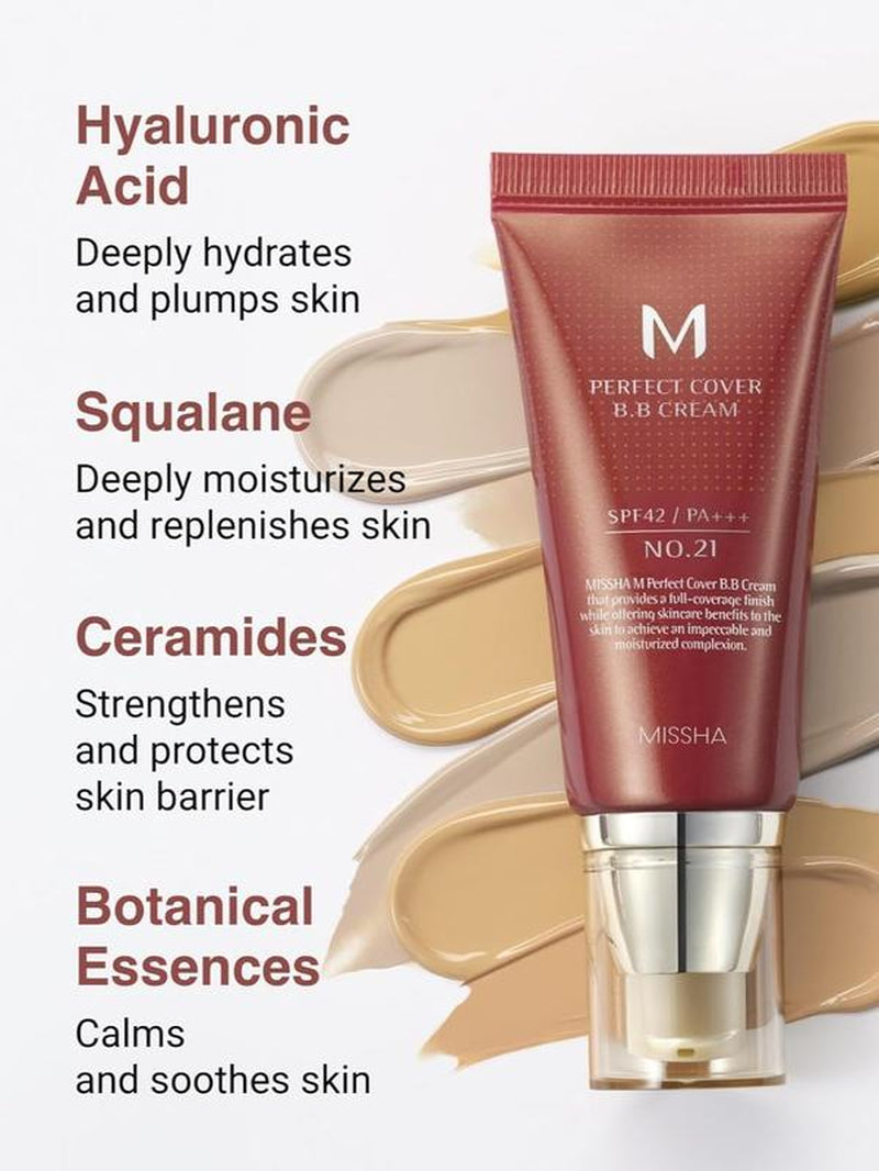 [Missha] Perfect Cover BB Cream SPF 42 PA+++ - Smooth Blend Coverage Hydrating Foundation for All-Day Moisture