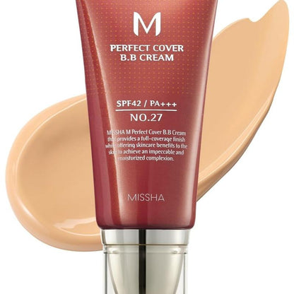 [Missha] Perfect Cover BB Cream SPF 42 PA+++ - Smooth Blend Coverage Hydrating Foundation for All-Day Moisture