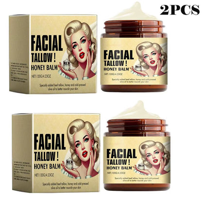 120G Whipped Beef Tallow and Honey Balm Moisturizing Beef Tallow Face Cream Body Lotion Grass Fed Grass Finished Face Cream Care