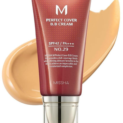 [Missha] Perfect Cover BB Cream SPF 42 PA+++ - Smooth Blend Coverage Hydrating Foundation for All-Day Moisture
