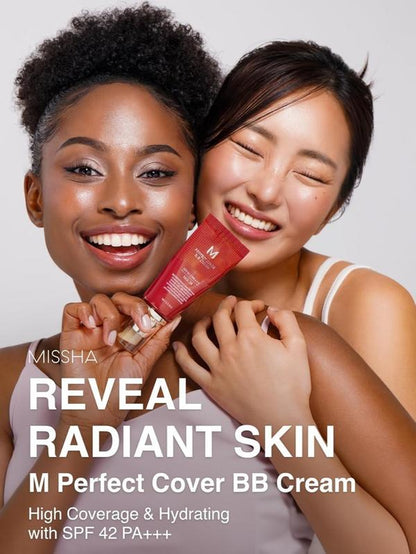 [Missha] Perfect Cover BB Cream SPF 42 PA+++ - Smooth Blend Coverage Hydrating Foundation for All-Day Moisture
