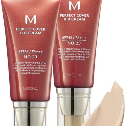 [Missha] Perfect Cover BB Cream SPF 42 PA+++ - Smooth Blend Coverage Hydrating Foundation for All-Day Moisture